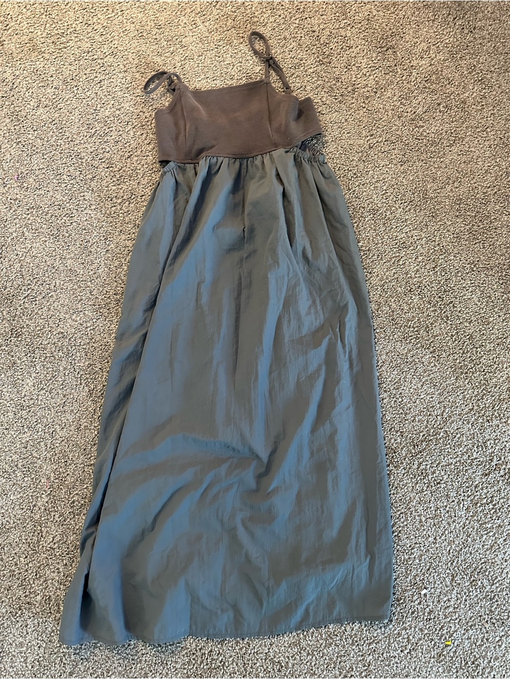 Ray Cassin Ribbed Bodice Side Cutout Maxi Camisole Dress Brown, size is s/m